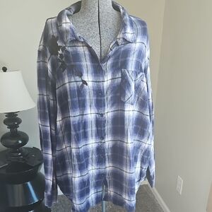 Faded Glory Plaid Cotton Button Down